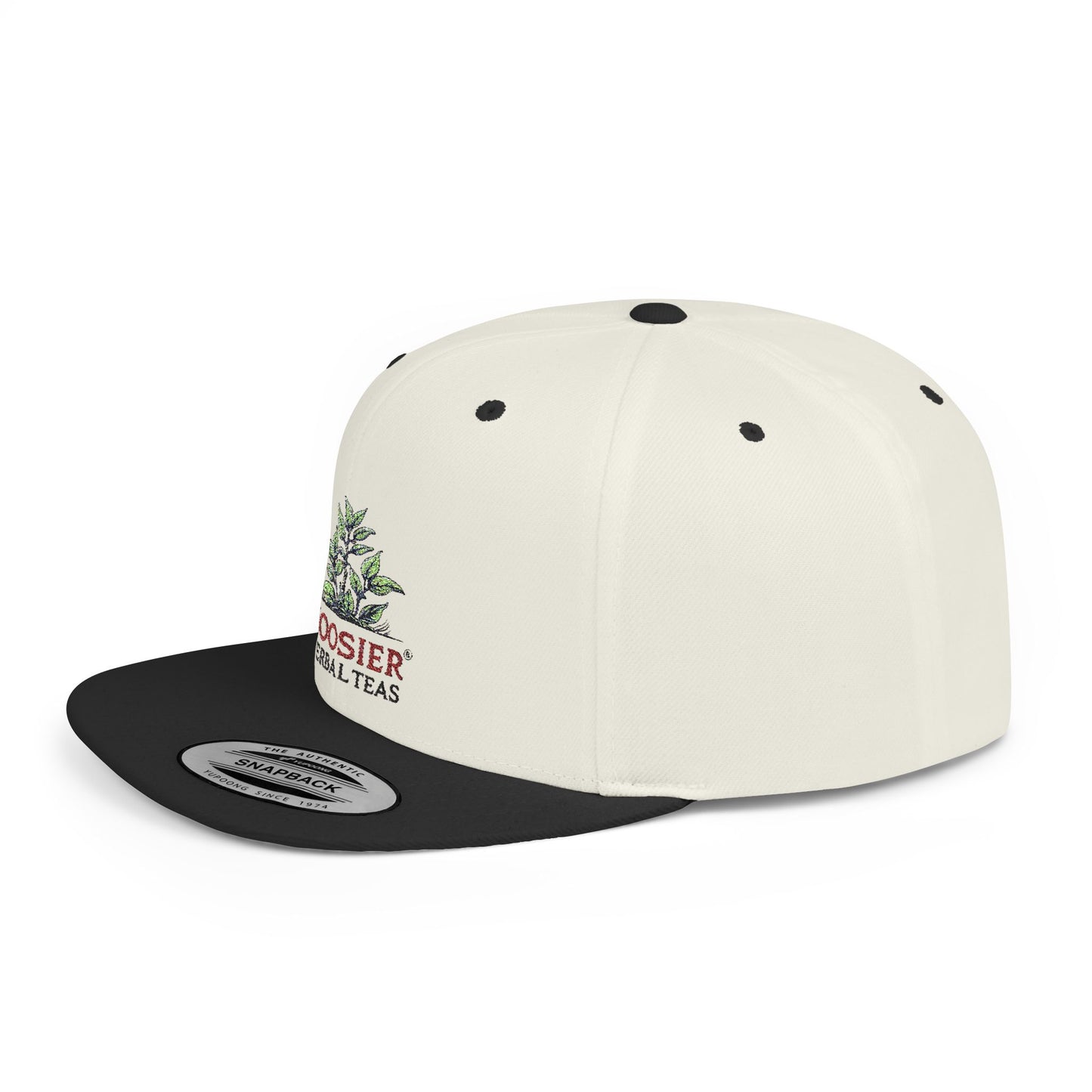 Hoosier Herbal Teas Flat Bill Snapback Cap, Stylish Hat for Tea Lovers, Casual Wear, Gift for Him or Her, Summer Accessory, Adjustable Cap