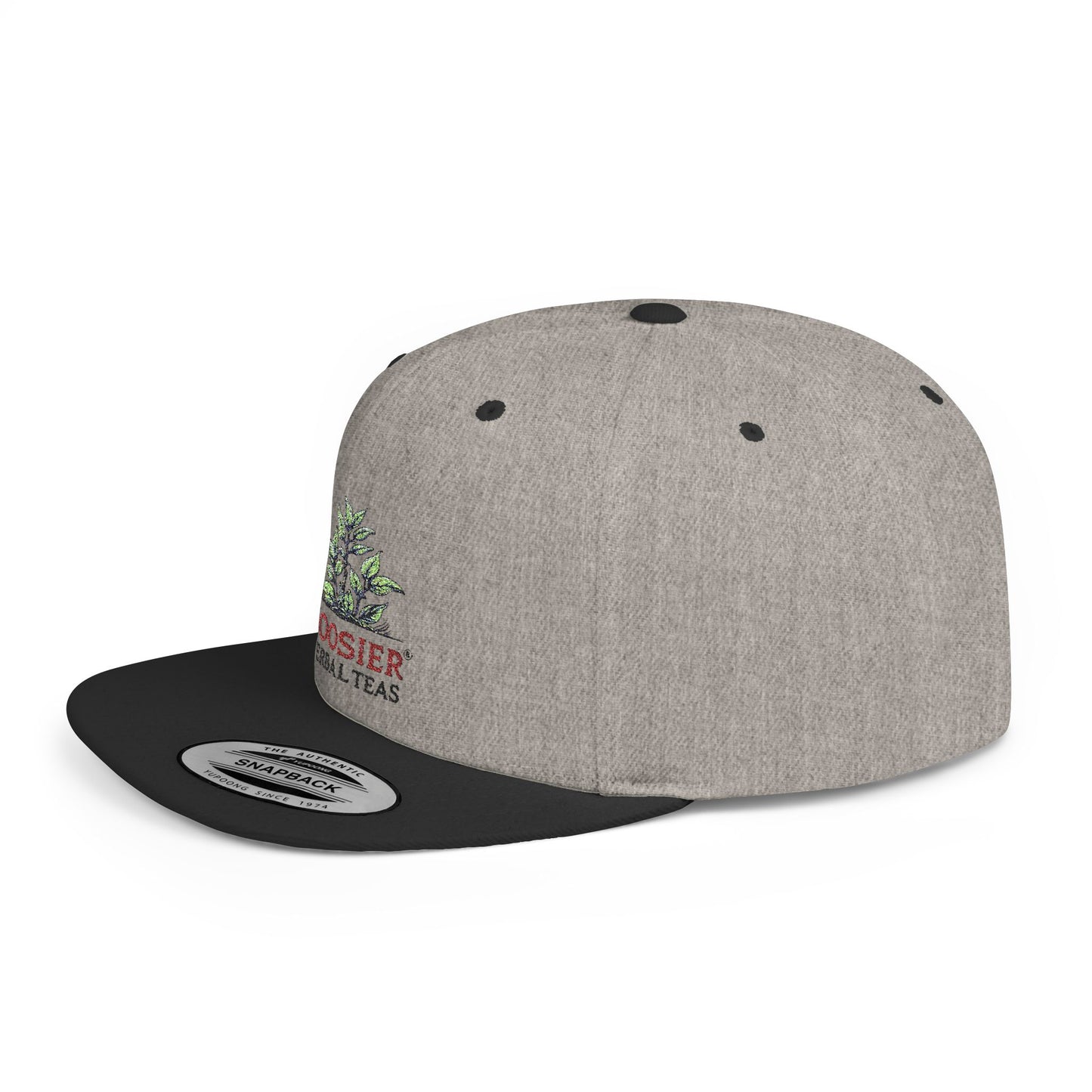 Hoosier Herbal Teas Flat Bill Snapback Cap, Stylish Hat for Tea Lovers, Casual Wear, Gift for Him or Her, Summer Accessory, Adjustable Cap