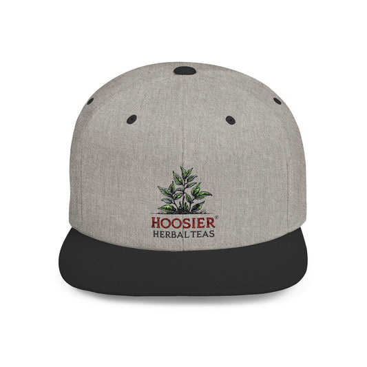 Hoosier Herbal Teas Flat Bill Snapback Cap, Stylish Hat for Tea Lovers, Casual Wear, Gift for Him or Her, Summer Accessory, Adjustable Cap